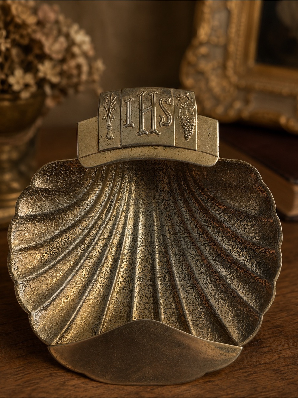Vintage Embossed Brass Shell